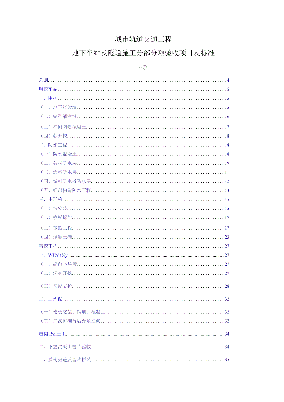 城市轨道交通工程地下车站及隧道施工分部分项验收项目及标准.docx_第1页