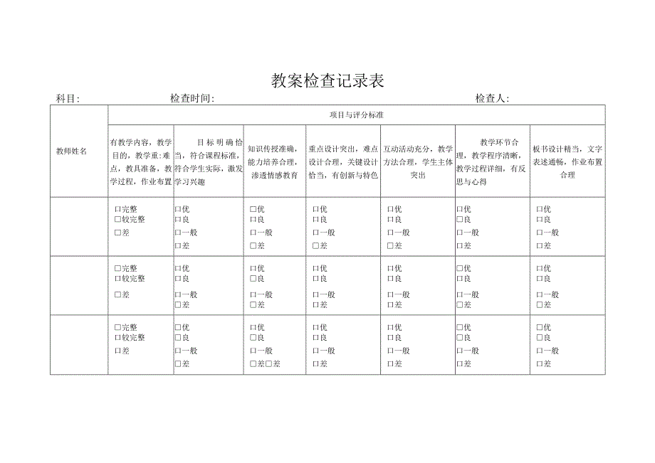 教师教案检查记录表.docx_第1页