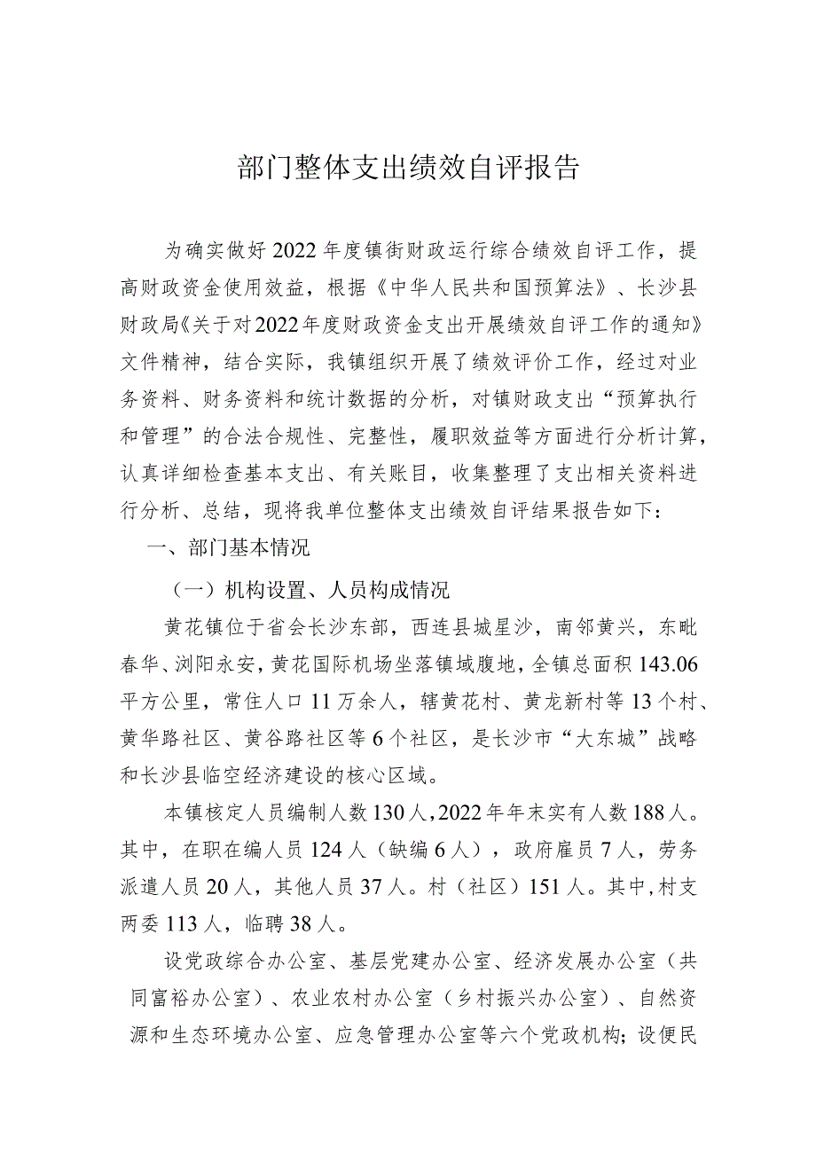 2022年度黄花镇人民政府整体支出绩效自评报告.docx_第2页