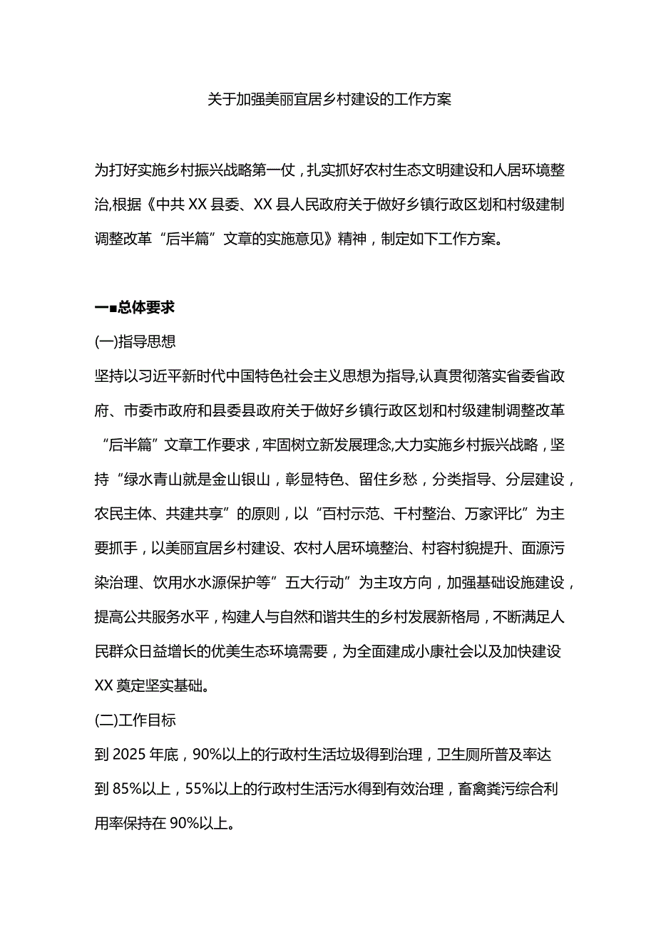 关于加强美丽宜居乡村建设的工作方案PPT党政风乡村振兴专题课件下载(讲稿).docx_第1页