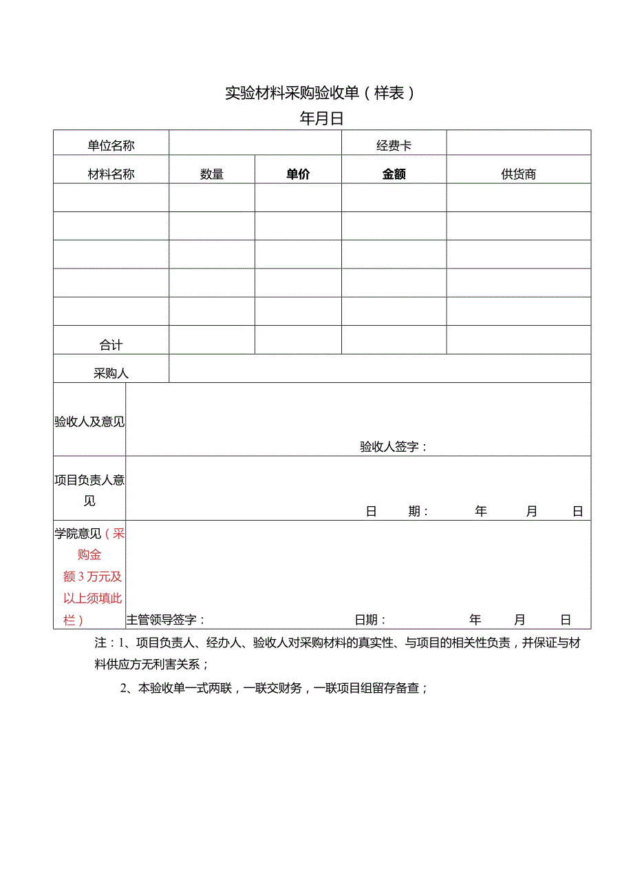 实验材料采购验收单样表.docx_第1页