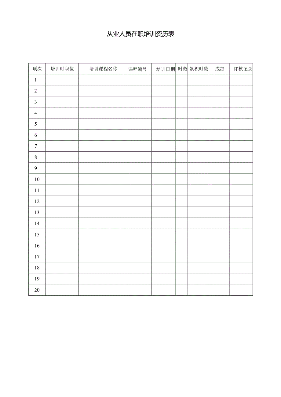 从业人员在职训练资历表.docx_第1页