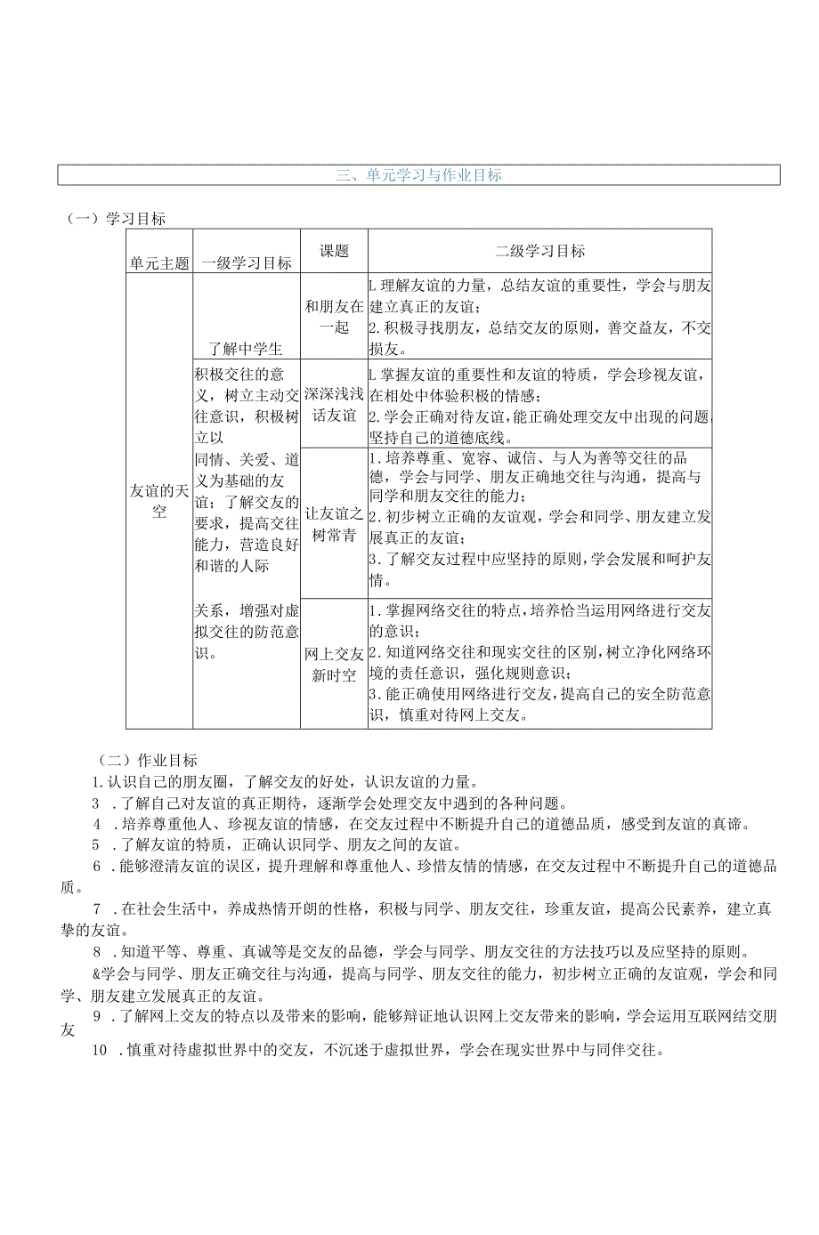 七年级上册道德与法治《友谊的天空》单元作业设计(精品案例24页).docx_第3页