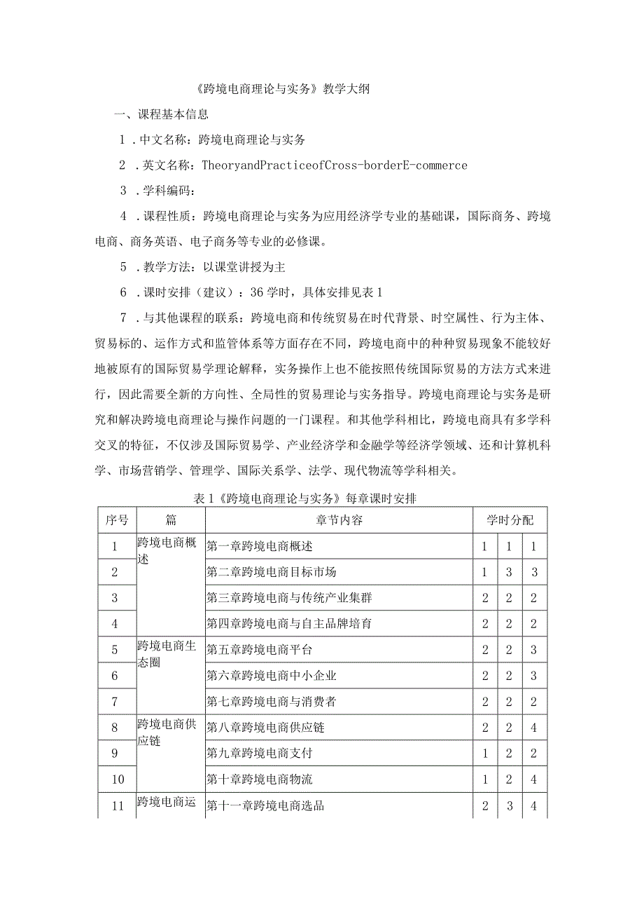 《跨境电商理论与实务》教学大纲.docx_第1页