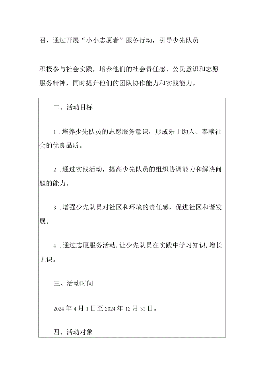 2024城关小学红领巾“小小志愿者”服务行动方案（最新版）.docx_第2页