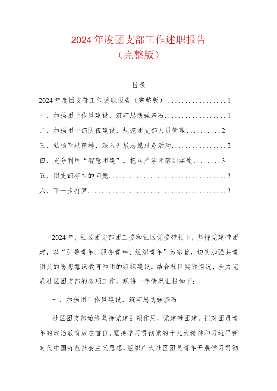 2024年度团支部工作述职报告.docx_第1页