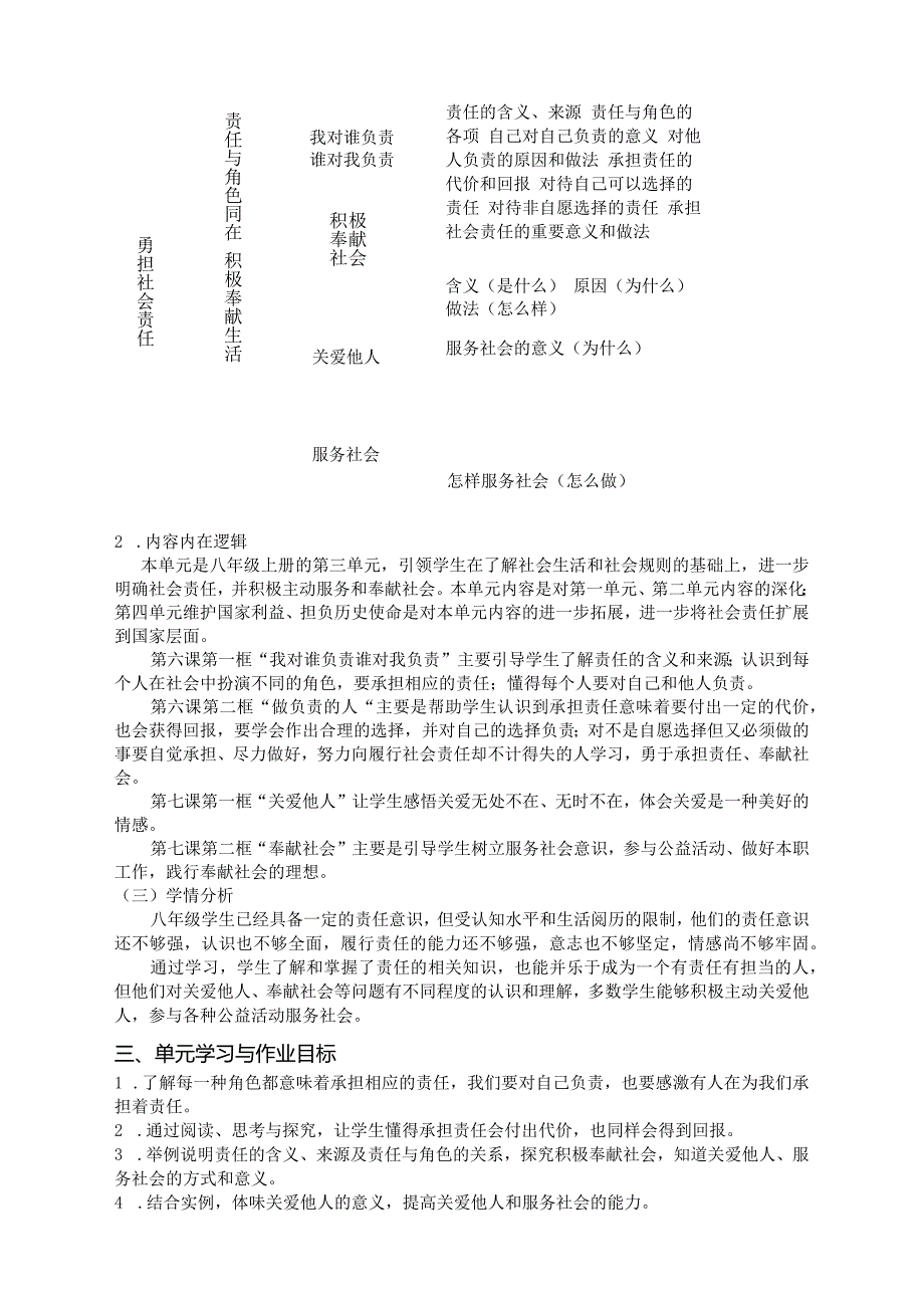 人教版初中道德与法治八年级上册第三单元《勇担社会责任》作业设计(优质案例21页).docx_第2页