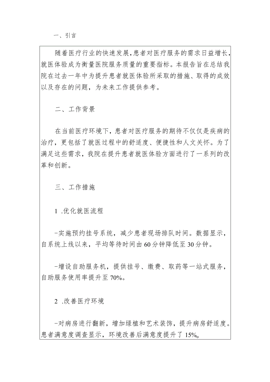 2024医院提升患者就医体验工作总结报告（精选）.docx_第2页