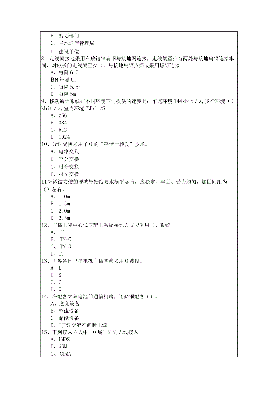 一建通信与广电工程实务模拟考试(共六卷)含答案解析.docx_第2页