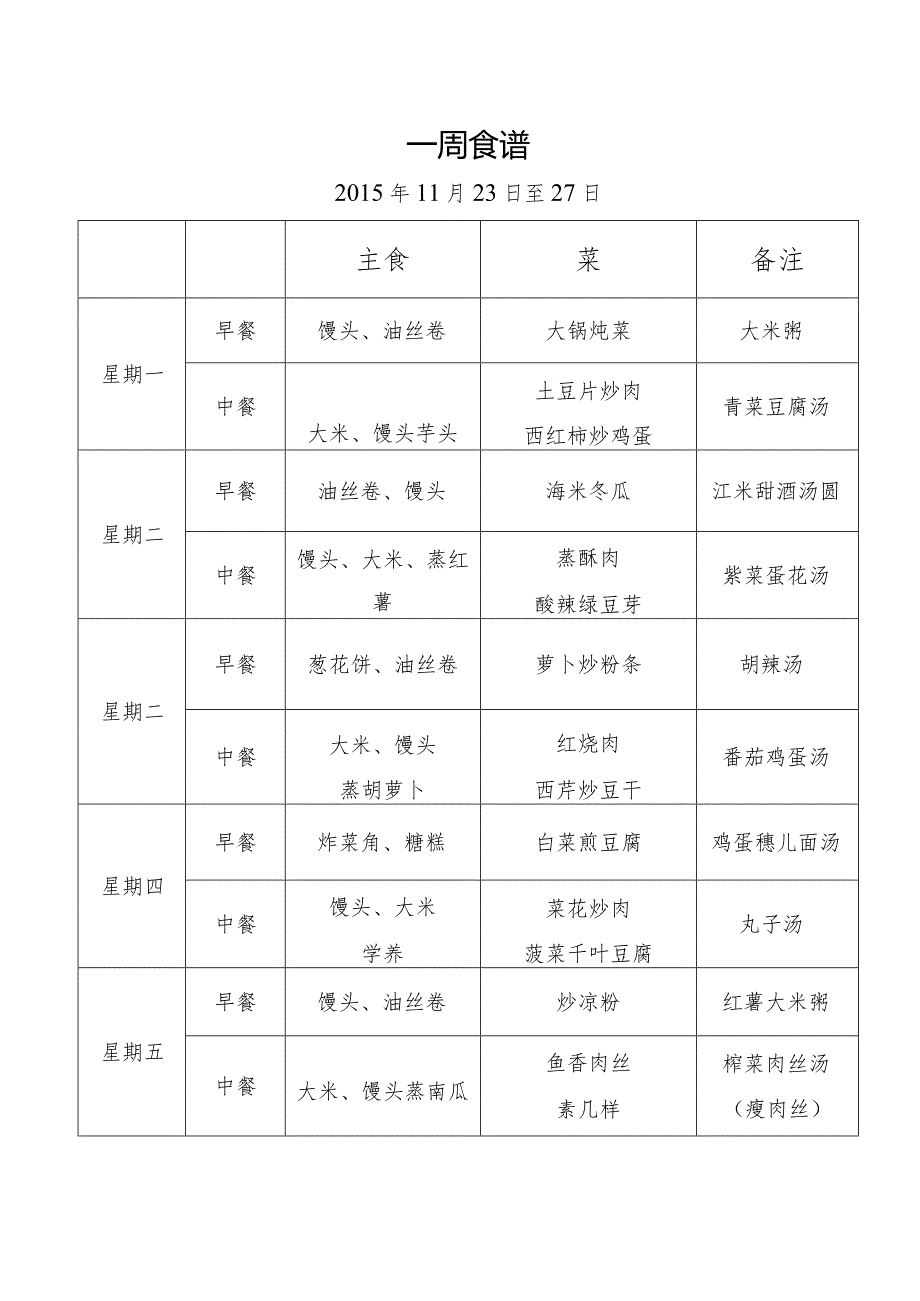 一周食谱（11-23---27）.docx_第1页