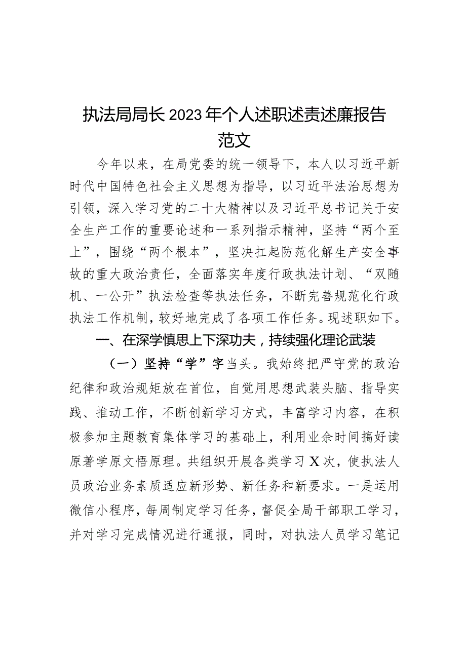 2023年个人述职述责述廉报告局工作总结汇报长.docx_第1页