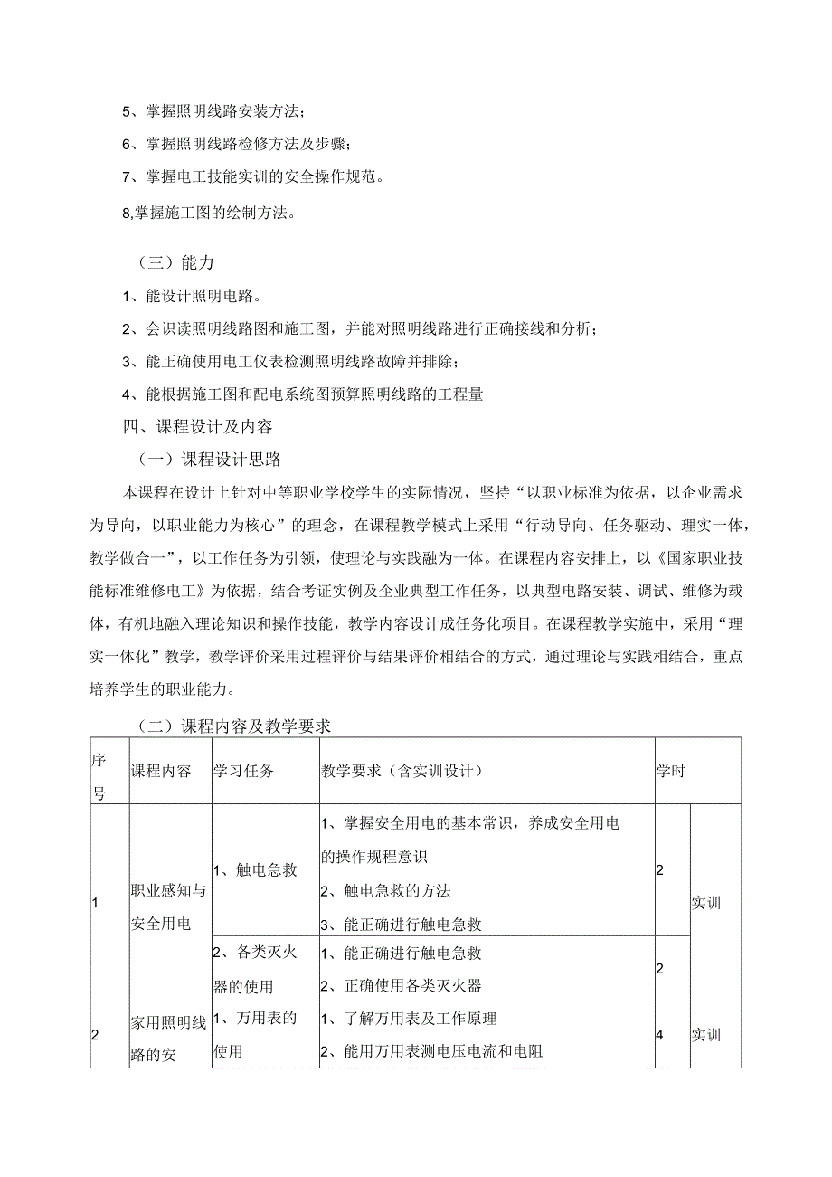 《照明线路安装与维护》课程标准.docx_第2页