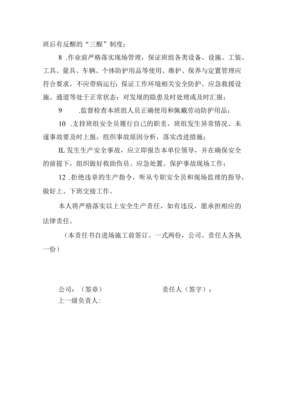 9.建筑施工企业项目班组长安全生产责任书（2024版参考范本）.docx_第2页