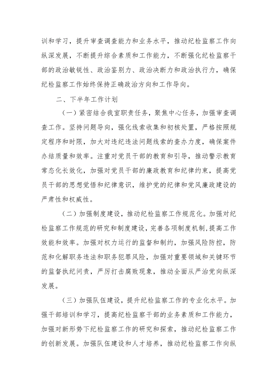 某县纪委监委纪检监察室2024年上半年工作总结及下半年工作计划.docx_第3页