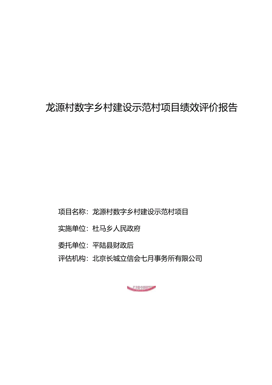 龙源村数字乡村建设示范村项目绩效评价报告.docx_第1页