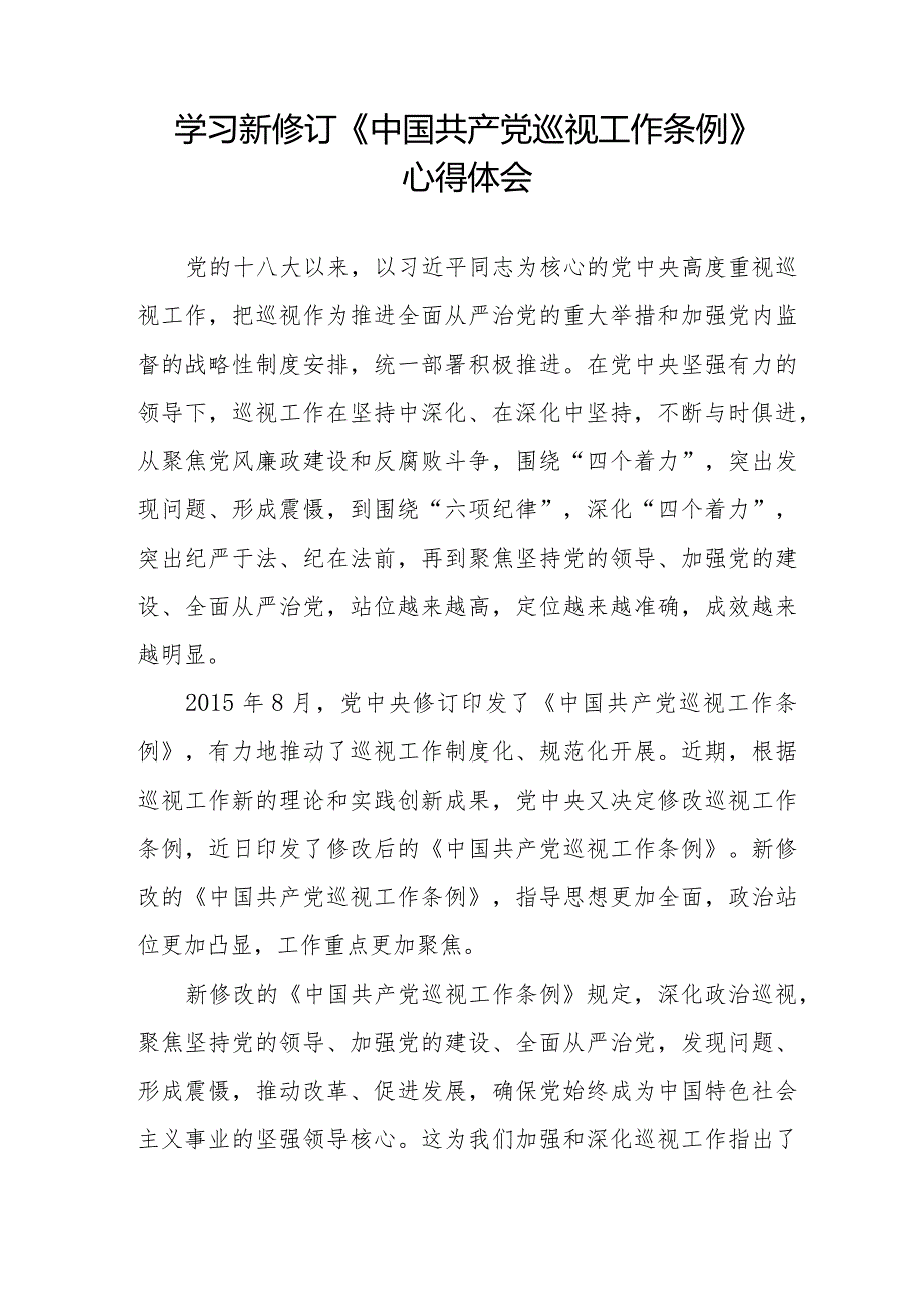 学习贯彻2024版新修订中国共产党巡视工作条例的心得体会五篇.docx_第3页