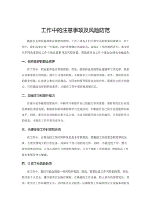 工作中的注意事项及风险防范.docx