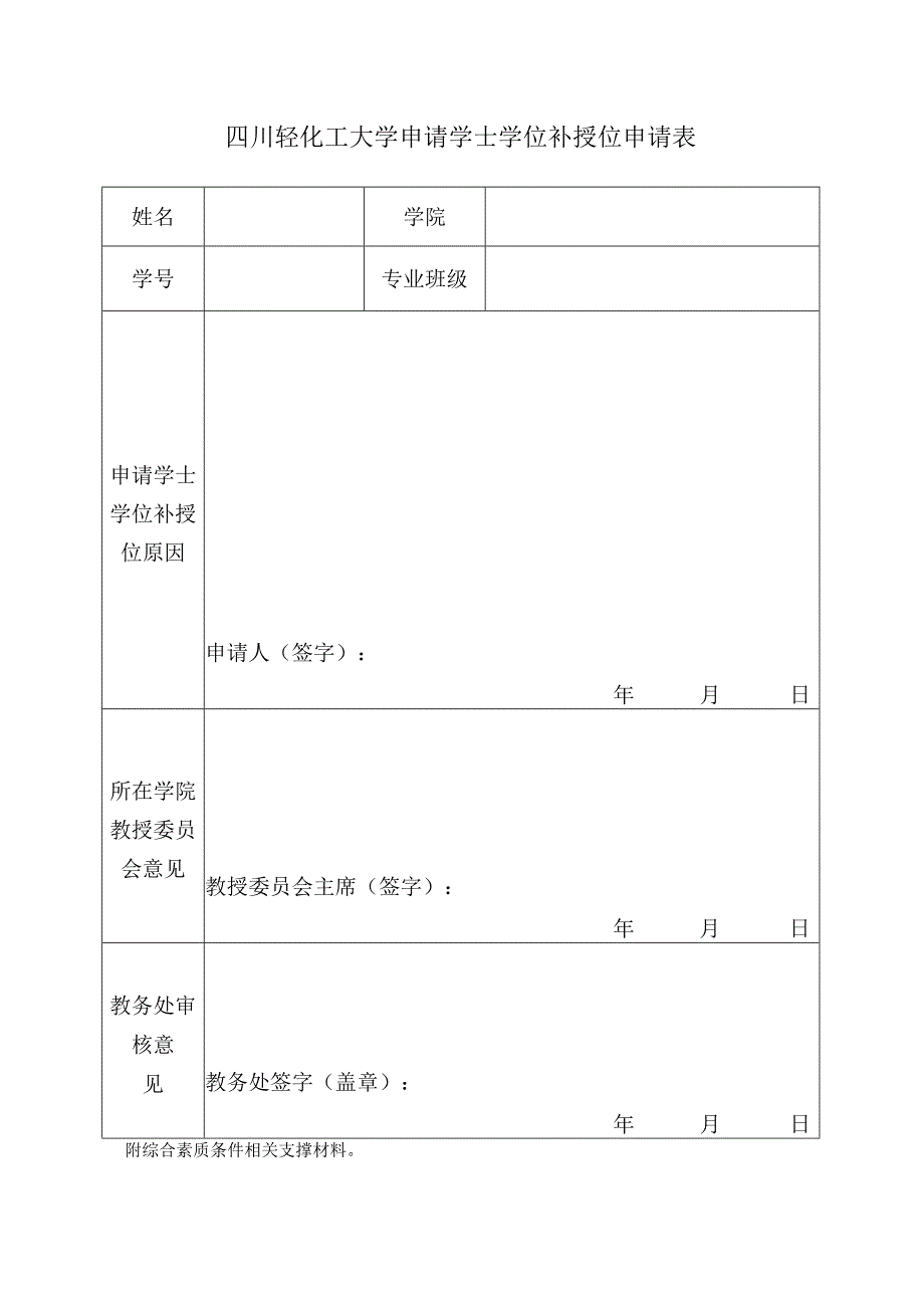 四川轻化工大学申请学士学位补授位申请表.docx_第1页