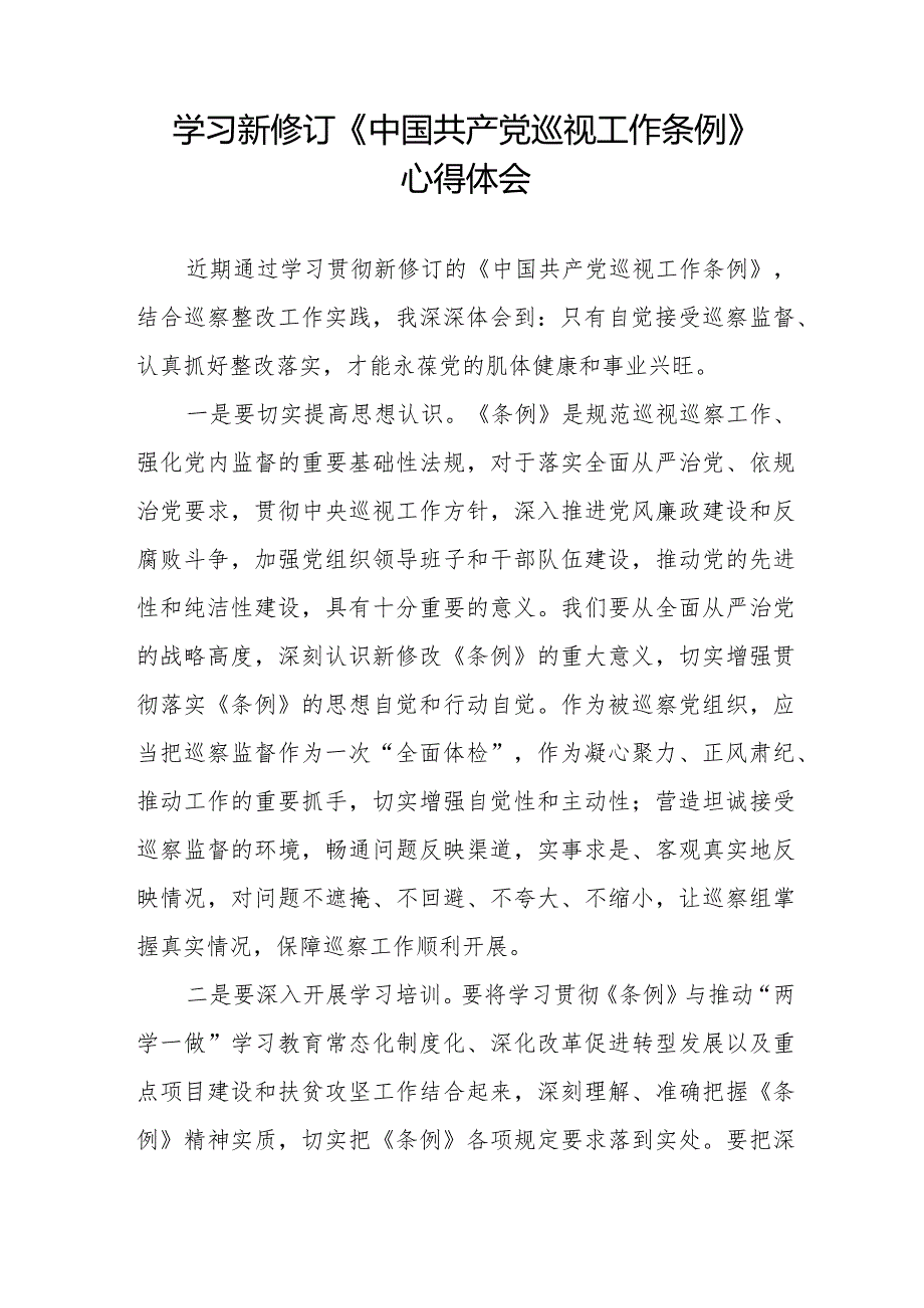 领导干部学习2024版新修订《中国共产党巡视工作条例》心得体会五篇.docx_第3页