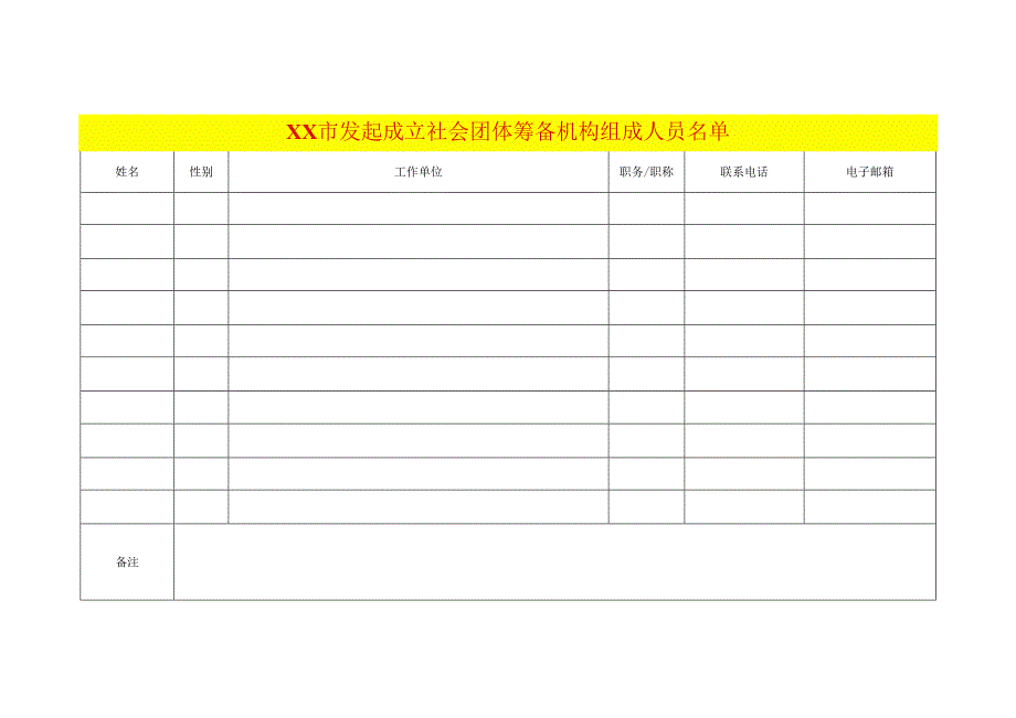 发起成立社会团体筹备机构组成人员统计表.docx_第1页