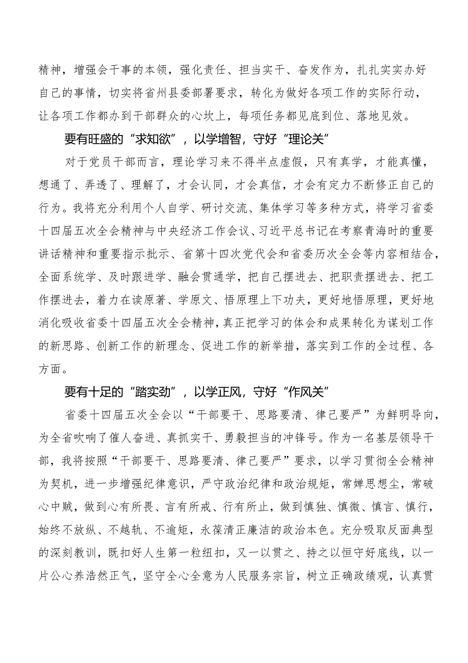 （10篇）青海省委十四届五次全会的研讨交流发言材、心得体会.docx_第2页