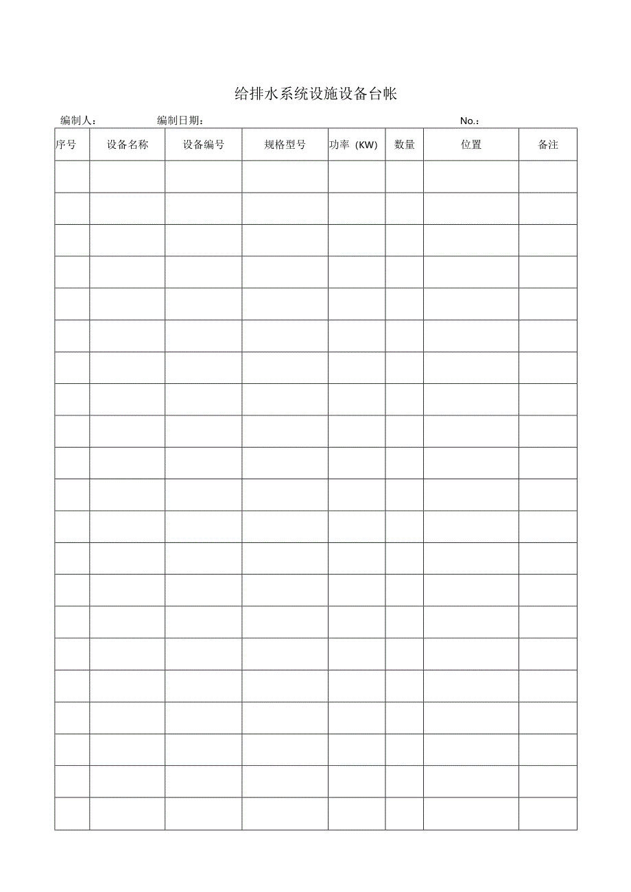 06给排水系统设施设备台帐.docx_第1页