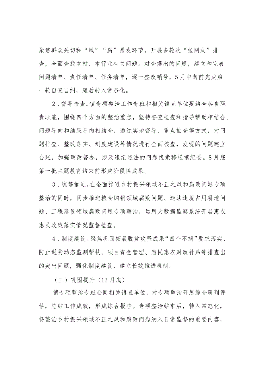 2023年XX镇乡村振兴领域不正之风和腐败问题专项整治实施方案.docx_第3页