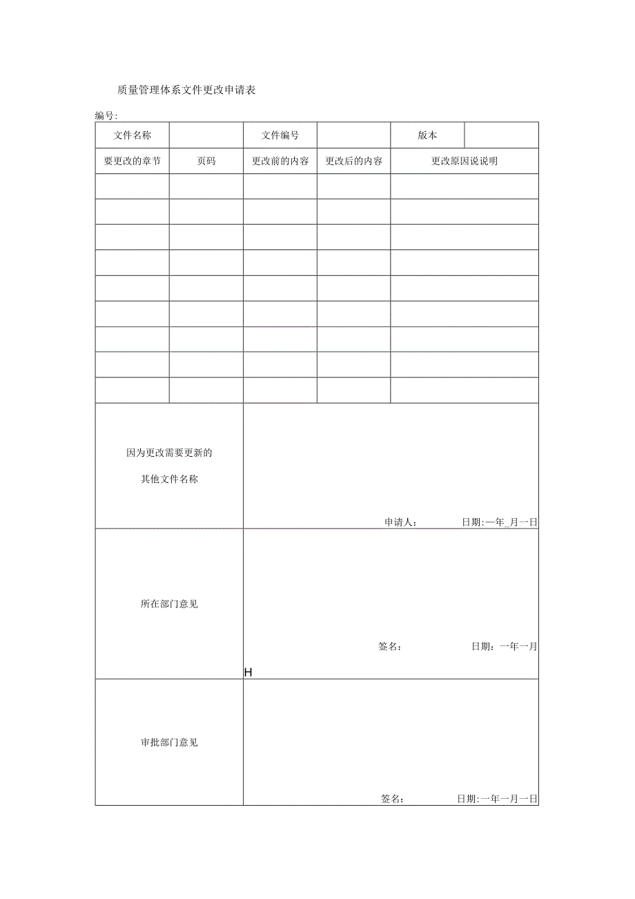 质量管理体系文件更改申请表.docx_第1页