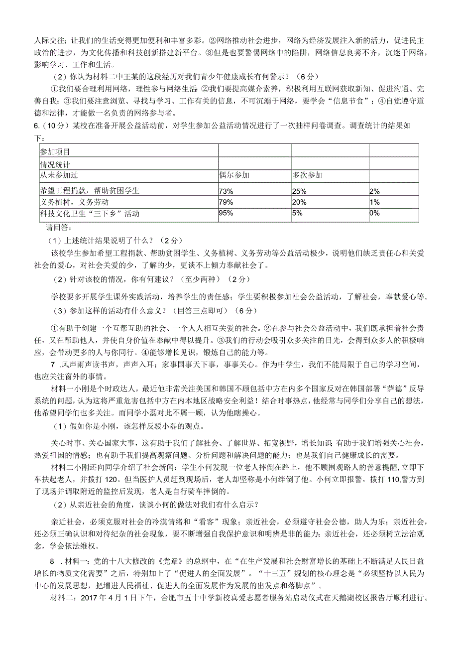 初中道德与法治部编版八年级上册期末常考材料题解答（共13道）.docx_第2页