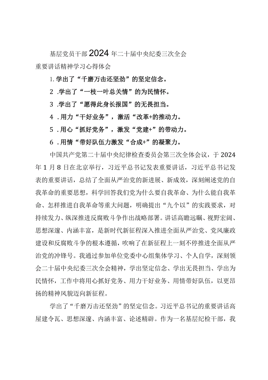 （2篇）2024年二十届中央纪委三次全会精神及重要讲话精神专题研讨发言心得体会.docx_第1页