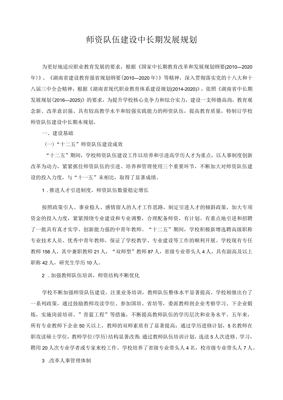 师资队伍建设中长期发展规划.docx_第1页