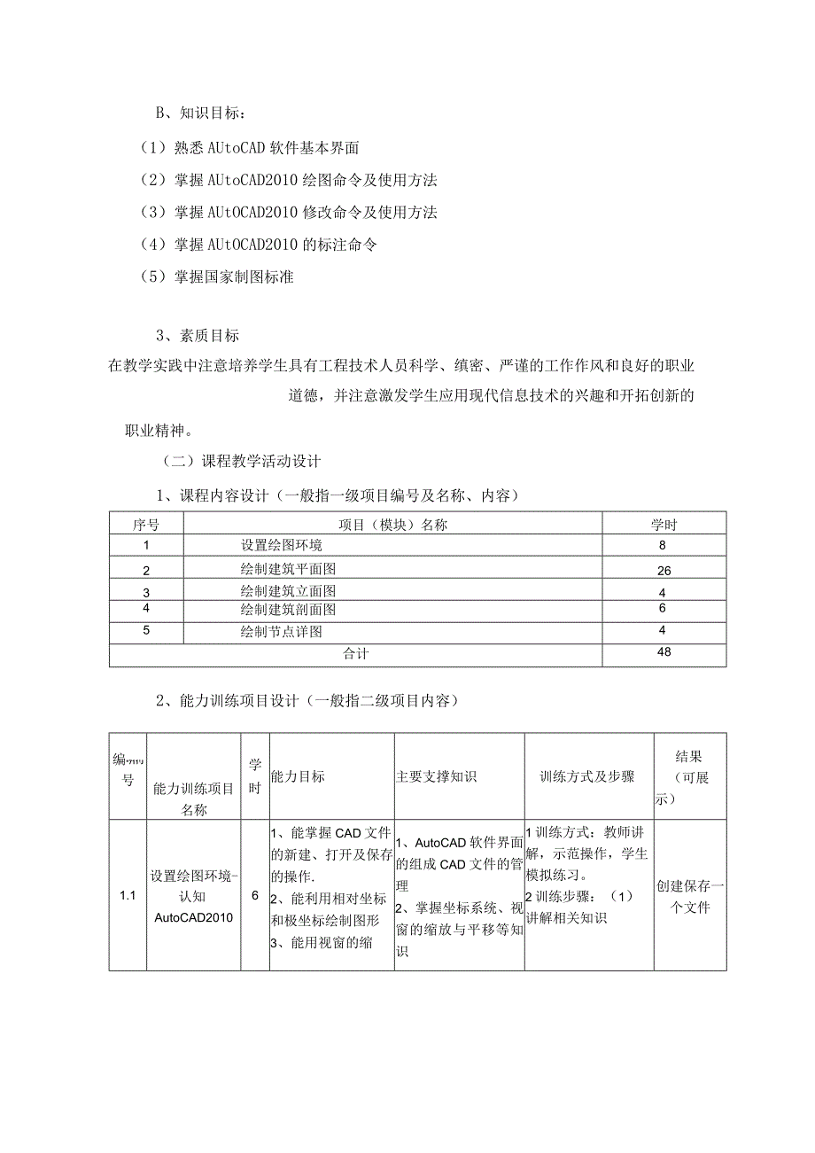 建筑CAD教学教案课标.docx_第2页