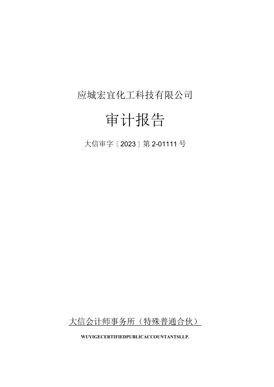 双环科技：应城宏宜化工科技有限公司2023年1-9月、2022年度、2021年度审计报告.docx_第1页