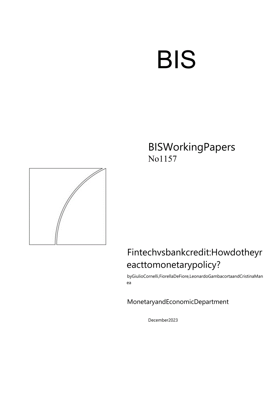 国际清算银行-金融科技与银行信贷：他们对货币政策有何反应？（英）-2023.12_市场营销策划_重点.docx_第1页