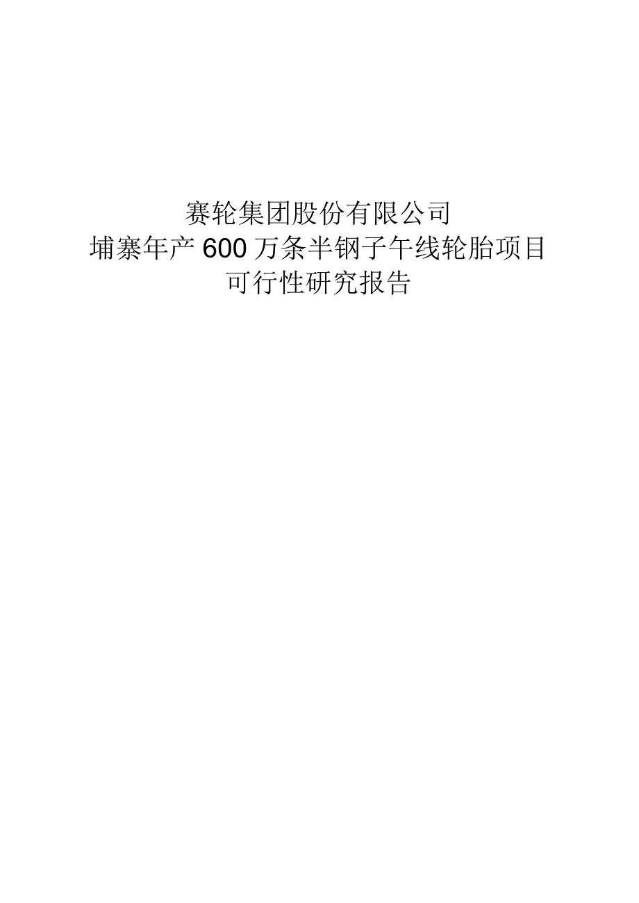 柬埔寨年产600万条半钢子午线轮胎项目可行性研究报告.docx_第1页