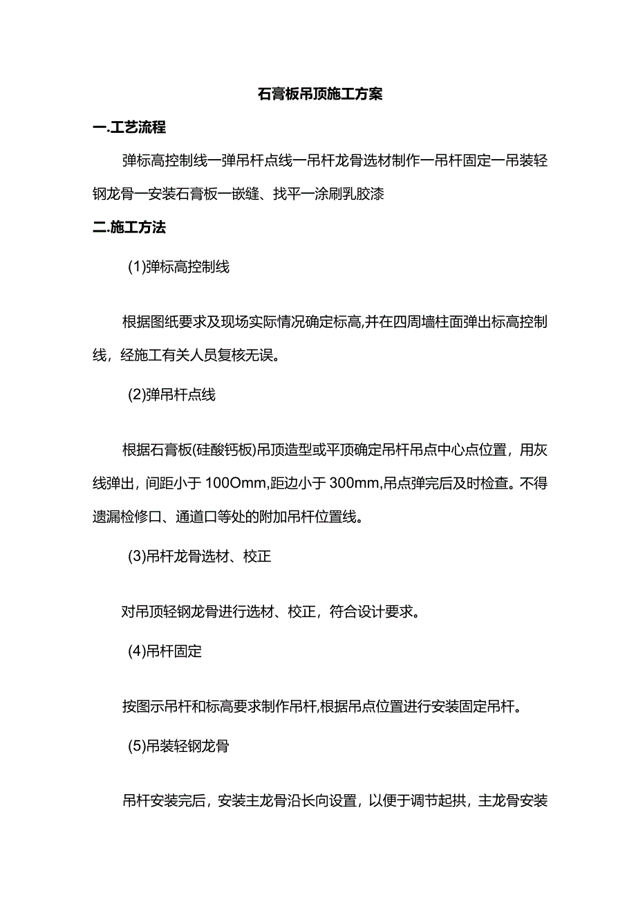 石膏板吊顶施工方案.docx_第1页