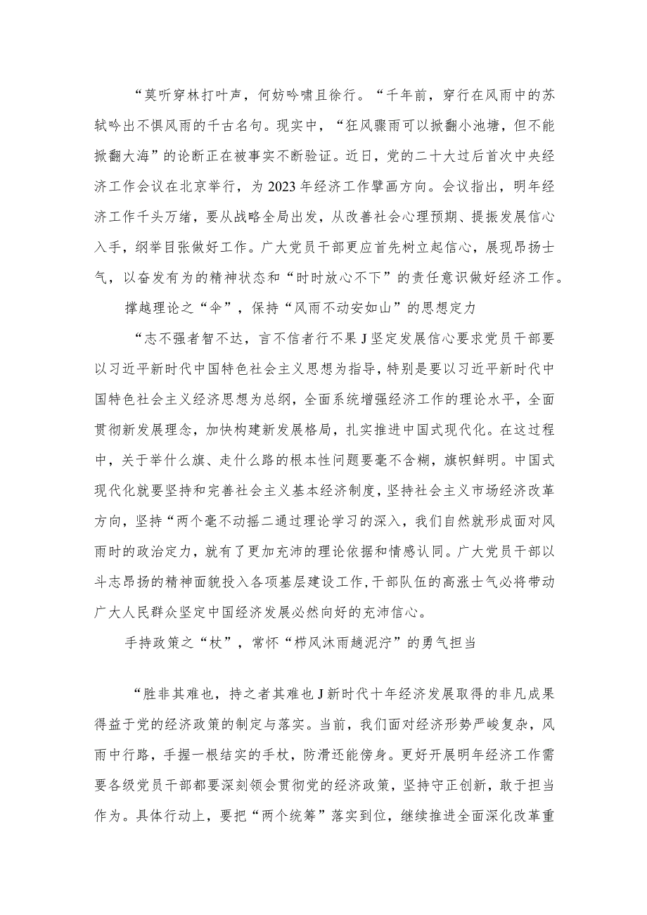 2023年中央经济工作会议精神学习心得体会12篇供参考.docx_第2页