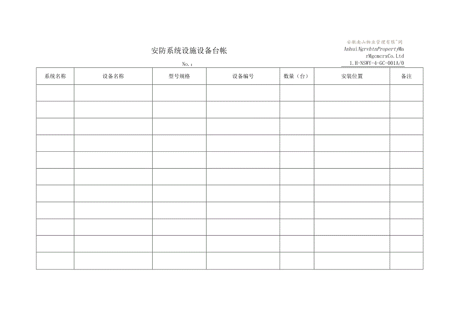 01安防系统设施设备台帐.docx_第1页