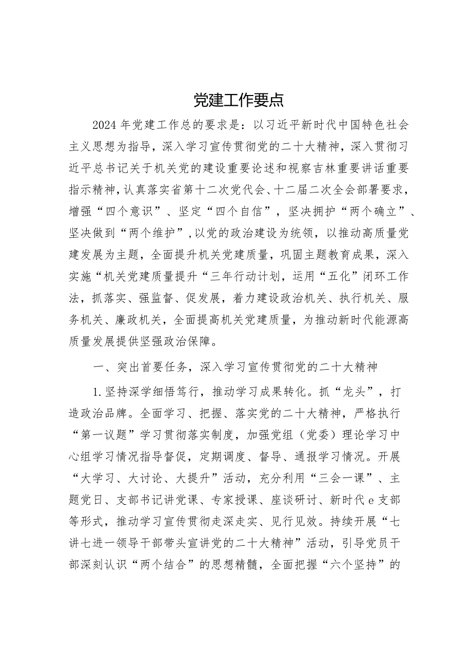 2024年党建工作要点6方面22条计划要点.docx_第1页