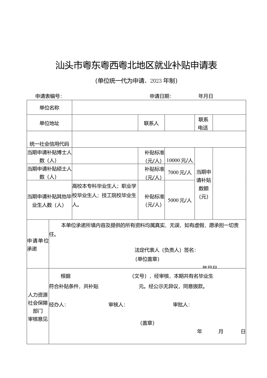 表单1汕头市粤东粤西粤北地区就业补贴申请表.docx_第1页