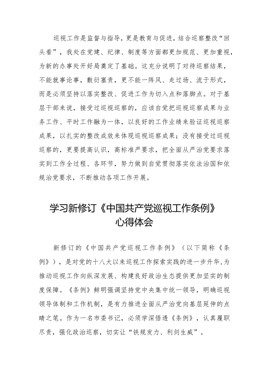 街道干部关于学习新修订《中国共产党巡视工作条例》心得体会交流发言五篇.docx_第3页