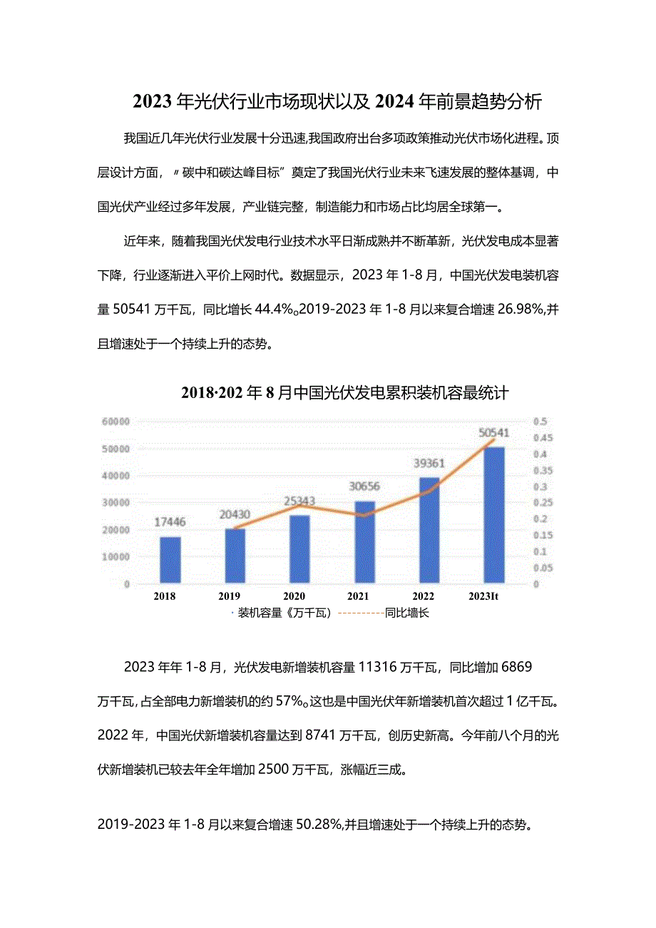 2023年光伏行业市场现状以及2024年前景趋势分析.docx_第1页