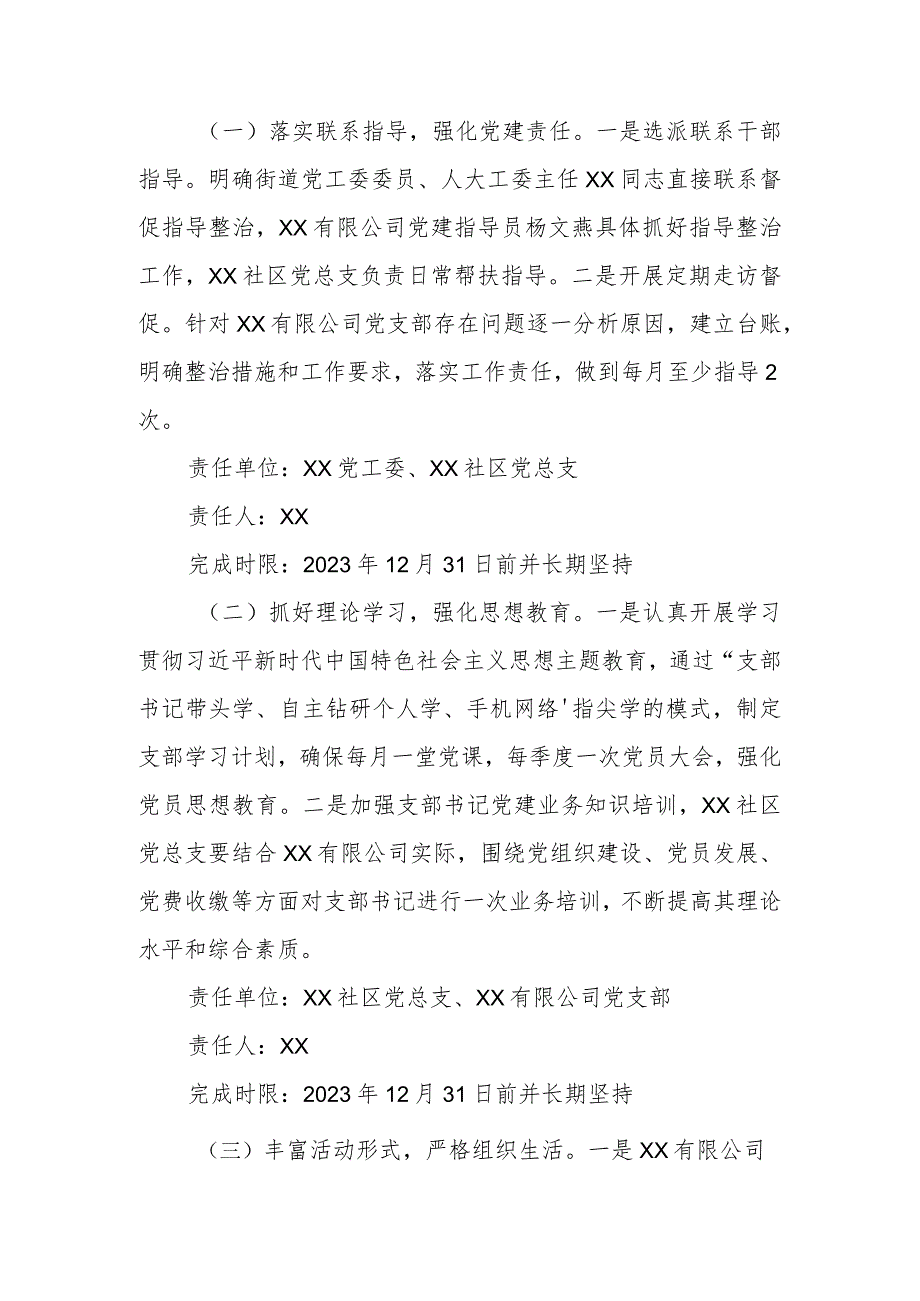 医药有限公司支部委员会软弱涣散党组织整治方案.docx_第2页