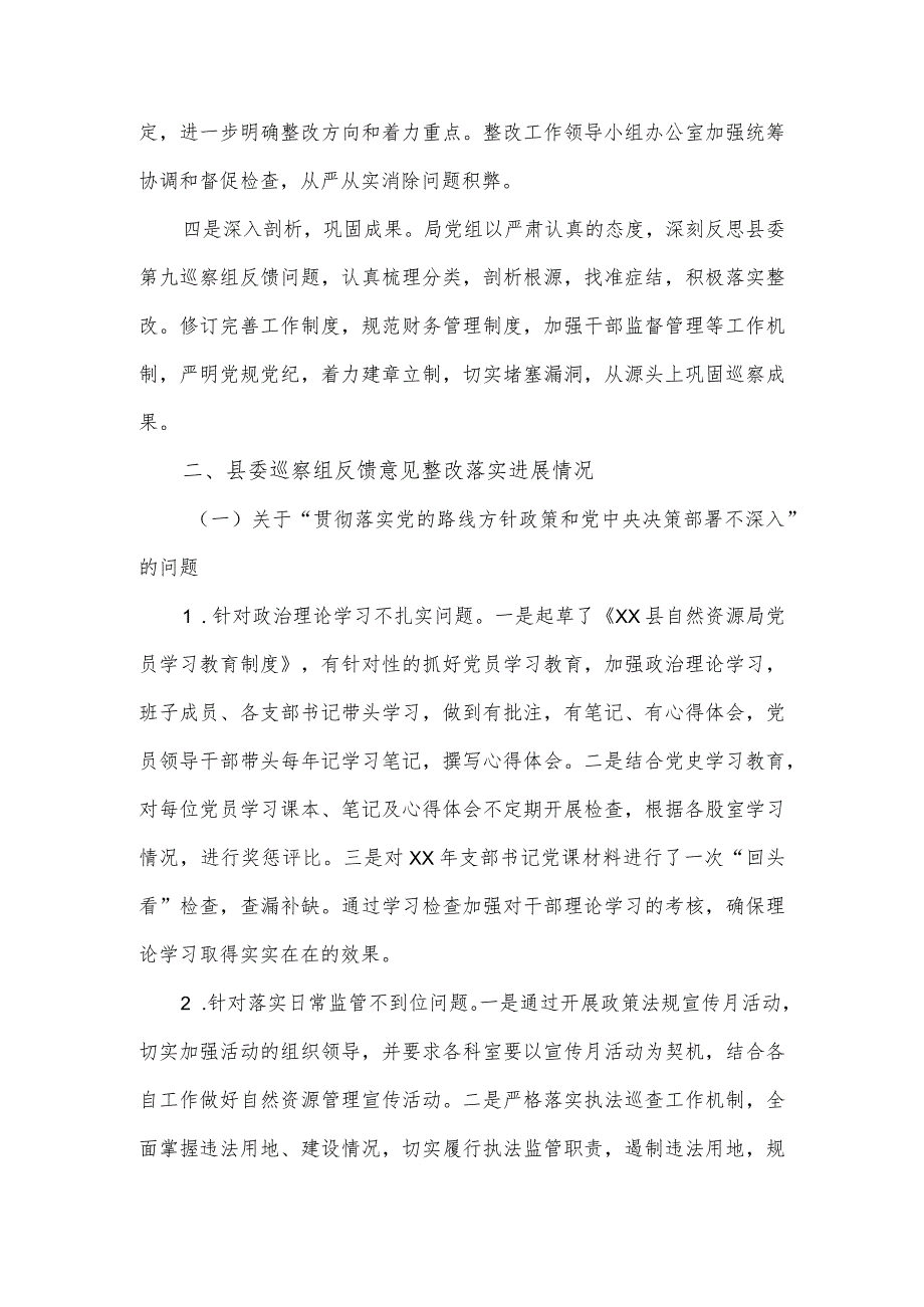 自然资源局党组关于巡察整改进展情况的报告.docx_第2页