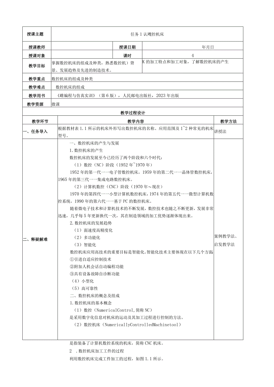 数控编程与仿真实训教学教案.docx_第2页