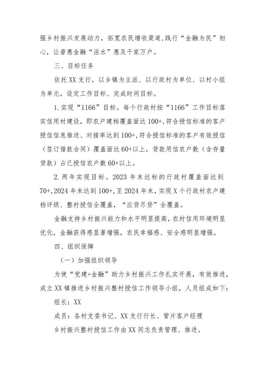 XX镇“党建+金融”助力乡村振兴实施方案.docx_第2页