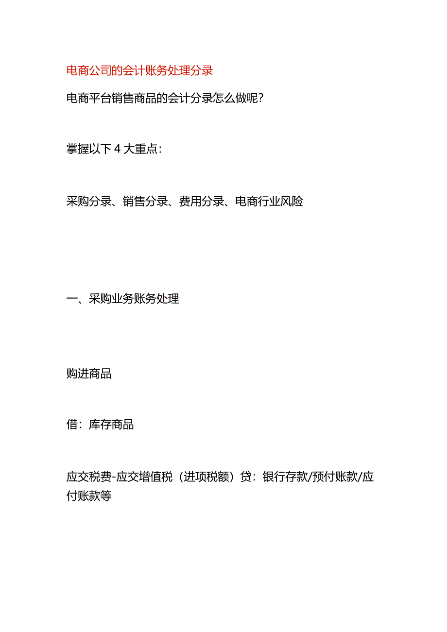 电商公司的会计账务处理分录.docx_第1页