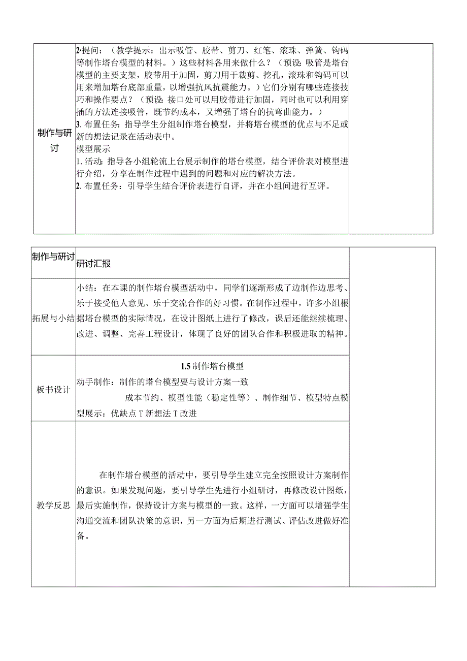 教科版六年级下册科学第一单元第5课《制作塔台模型》教案（定稿）.docx_第2页