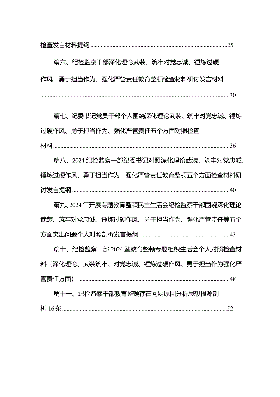 （11篇）纪检监察干部深化理论武装、筑牢对党忠诚、锤炼过硬作风、勇于担当作为、强化严管责任教育整顿检查材料研讨发言材料通用范文.docx_第2页