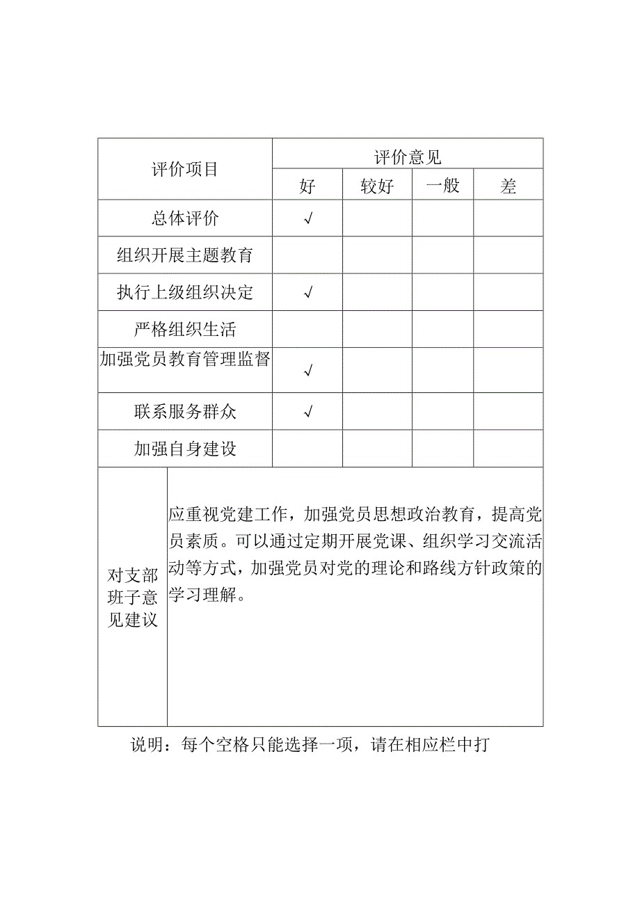 小学党支部班子民主评议表.docx_第1页